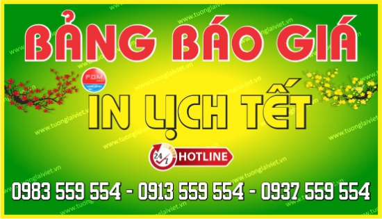 Bảng báo giá In Lịch Tết 2026