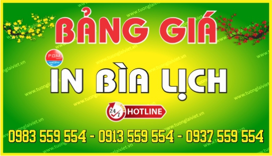 Bảng giá In Bìa Lịch Treo Tường