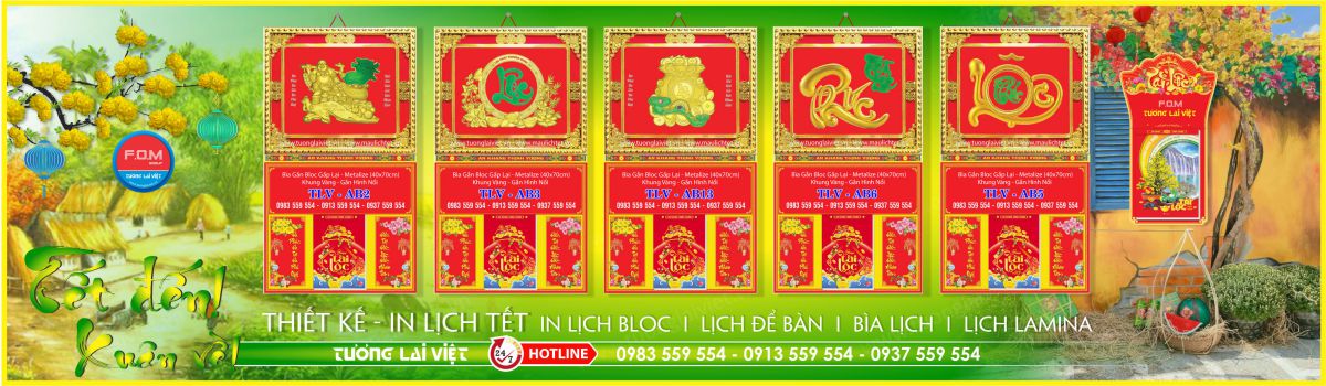 In Bìa Lịch Gập Khung Vàng