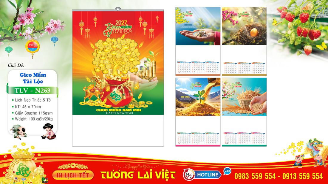 Lịch 5 tờ Lộc Xuân