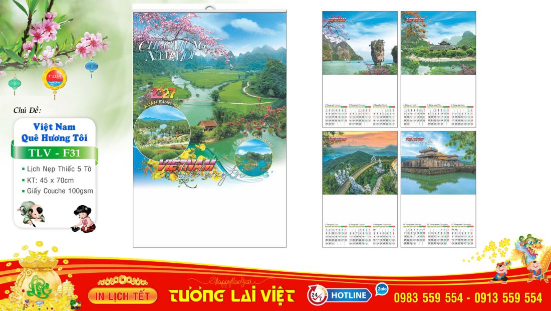 Lịch 5 tờ Thắng Cảnh