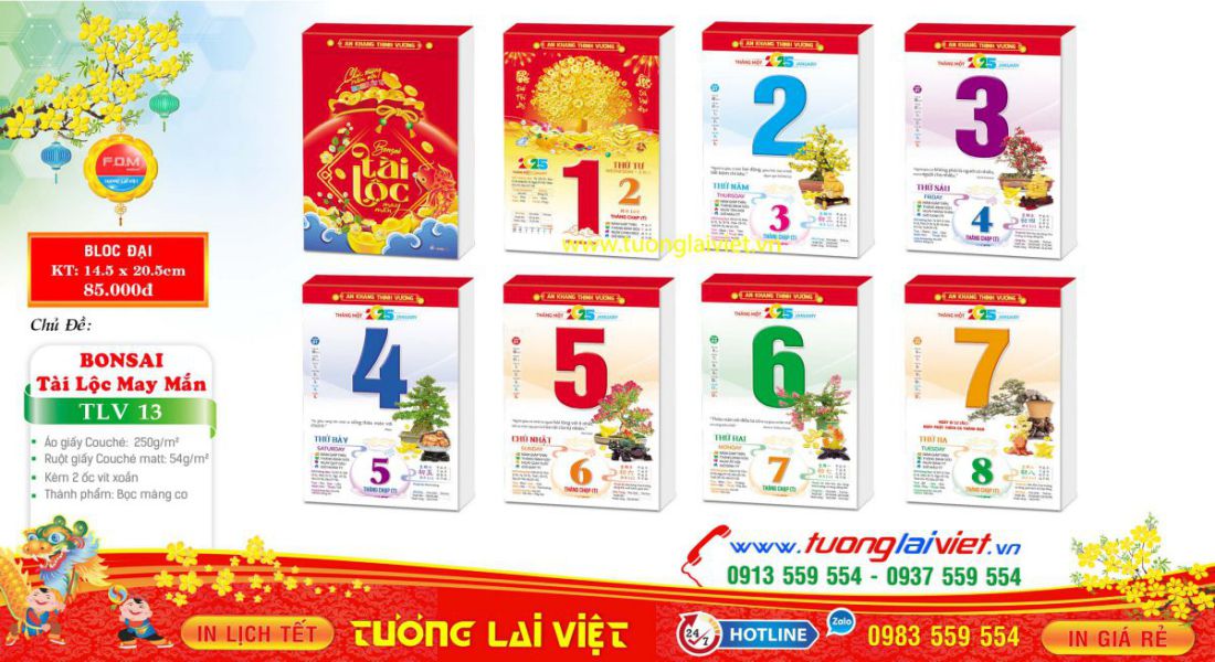 In Lịch Bloc Đại gắn Bìa