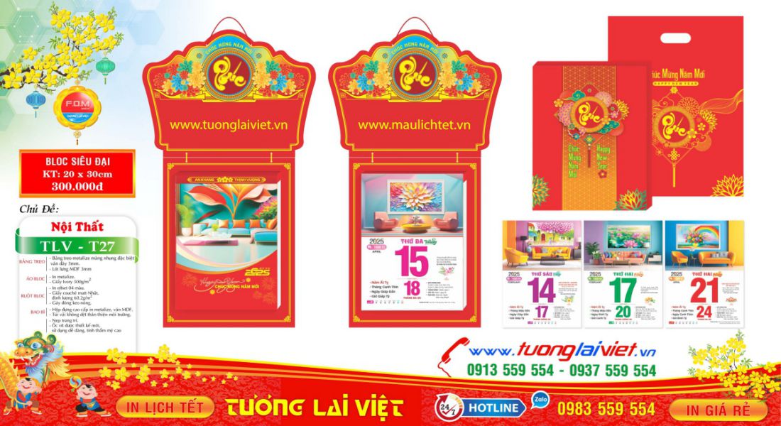 Mẫu Lịch Bloc Nội Thất