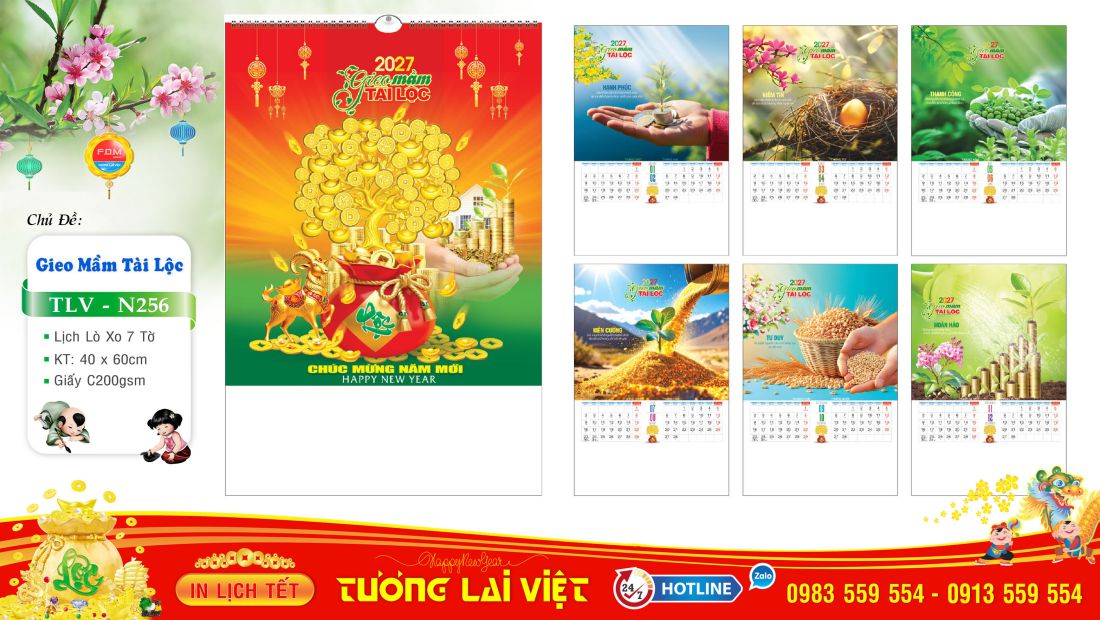 Lịch Lò Xo 7 Tờ Xuân Lộc Phát