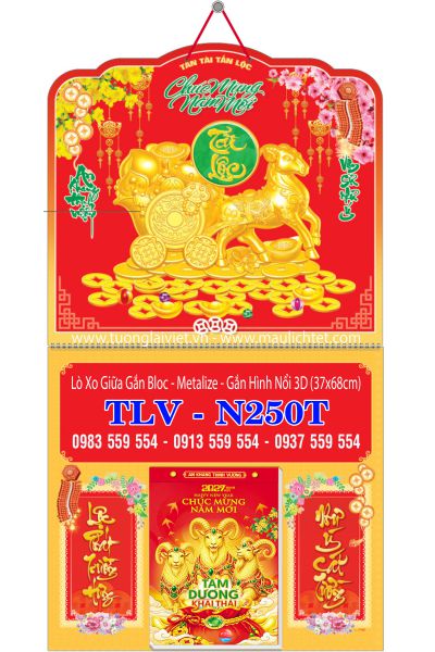 Lịch lò xo giữa dán nổi Phát Lộc