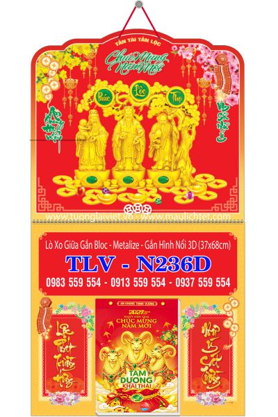 Lịch Lò Xo Giữa Dán Nổi Phúc Lộc Thọ