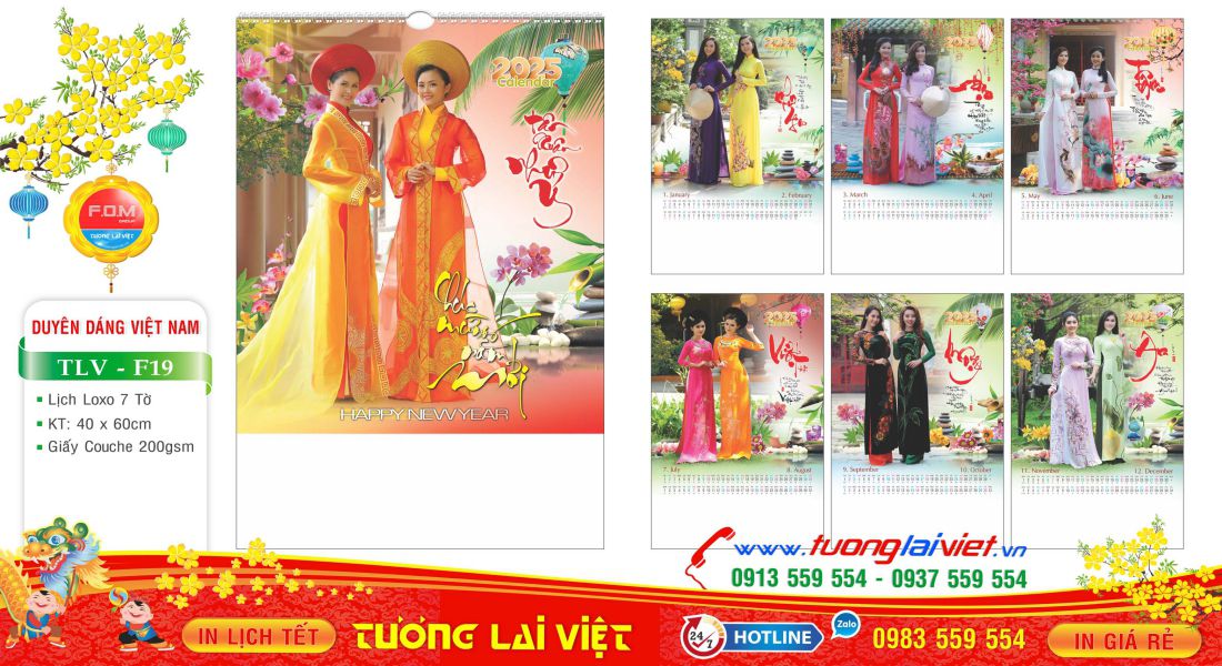 Mẫu Lịch Tờ Áo Dài