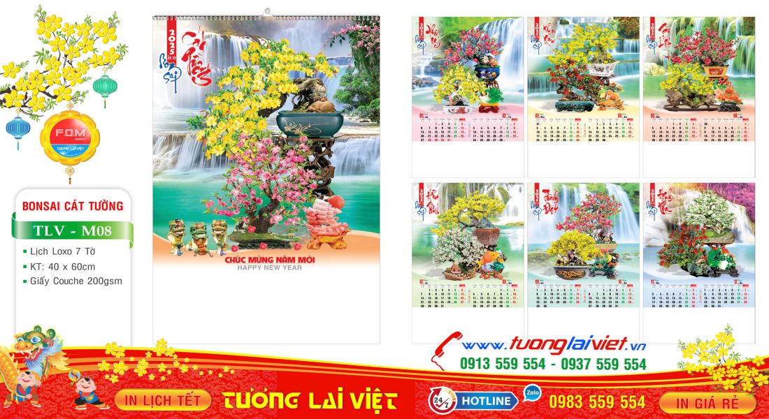 Mẫu Lịch Tờ Bon Sai