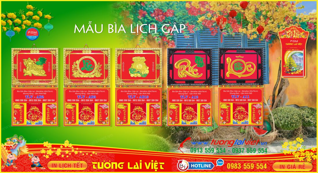Mẫu Bìa Lịch Gập Khung Ngọc