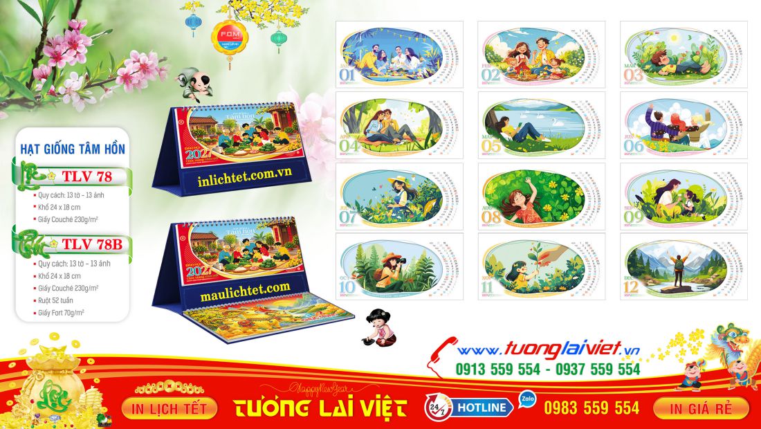 Mẫu lịch bàn 13 tờ Những Ngày Yêu Thương