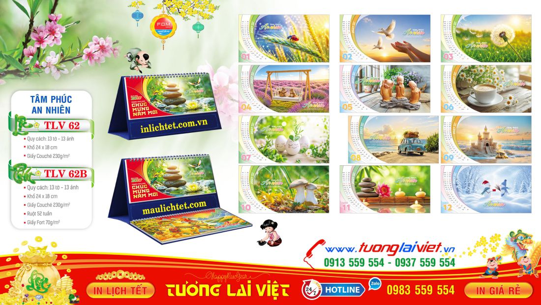 Mẫu lịch bàn 13 tờ Sống Đẹp
