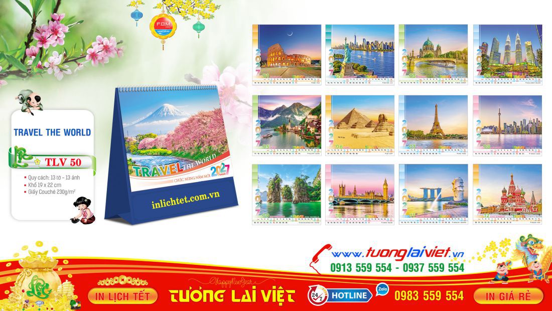 Mẫu lịch bàn đứng Cảnh Đẹp Thế Giới