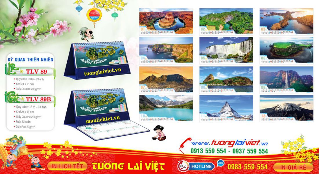 Mẫu Lịch Để Bàn Kỳ Quan Thiên Nhiên