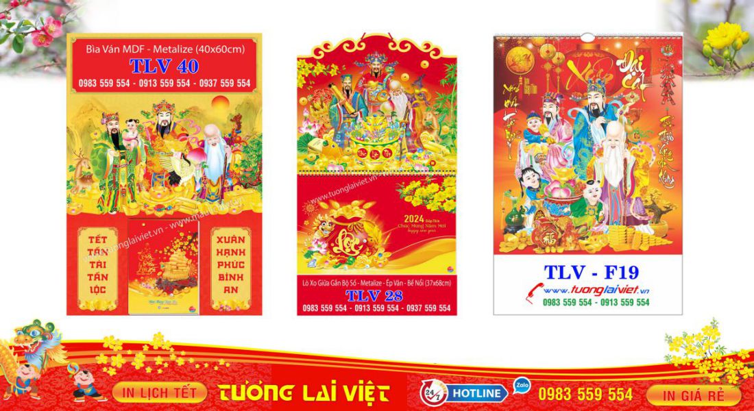 Mẫu Lịch Tết Phúc Lộc Thọ